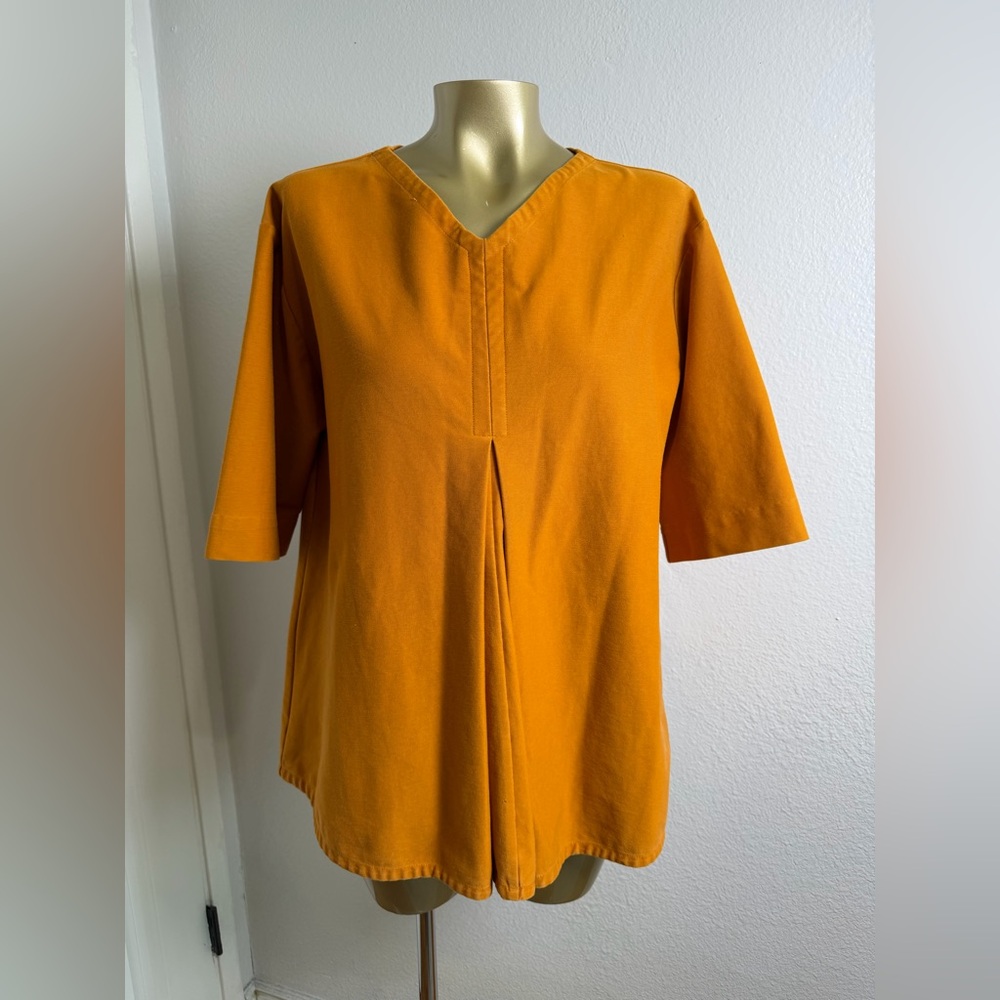 COS pleated blouse in a burnt orange or yellow color S